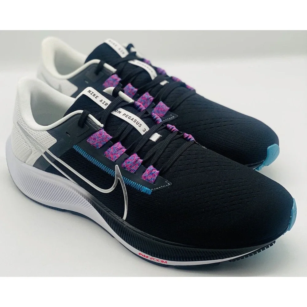 NEW Nike Air Zoom Pegasus 38 Black Silver White CW7356-003 Men's Size 13